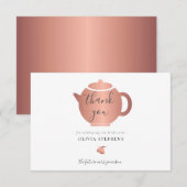 Elegante Minimalistische Roze Gouden Bruidsontbijt Bedankkaart (Voorkant / Achterkant)