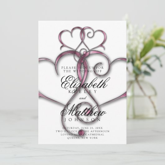 Elegante Minimalistische Roze Hart Kaart (Staand voorkant)