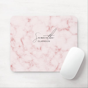 Elegante Minimalistische Roze Marmer Handgeschreve Muismat