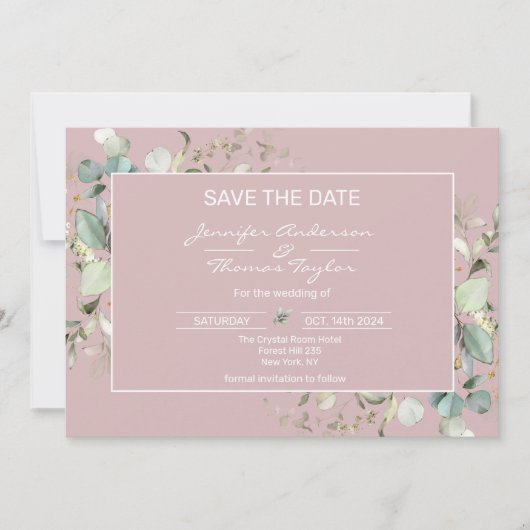 Elegante Minimalistische Roze Platte Save The Date (Voorkant)