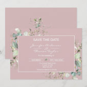 Elegante Minimalistische Roze Platte Save The Date (Voorkant / Achterkant)