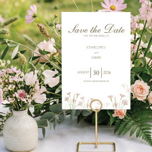 Elegante Minimalistische Roze Roze Wilde Bloemen B Save The Date