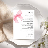 Elegante minimalistische roze strik bruiloft tafel menu