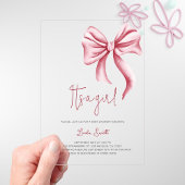 Elegante minimalistische roze strik meisje Baby sh Acryl Uitnodigingen