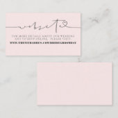 Elegante Minimalistische Roze Trouwwebsite Informatiekaartje (Voorkant / Achterkant)