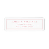 Elegante minimalistische roze twee grens terug adr etiket (Voorkant)