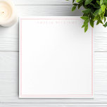 Elegante minimalistische roze twee rand notitieblok<br><div class="desc">Creëer uw eigen gepersonaliseerde notitieblokken met elegante chique typografische naam en twee grenslijnen.</div>
