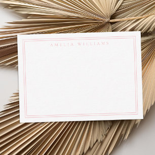Elegante minimalistische roze twee rand notitiekaartje