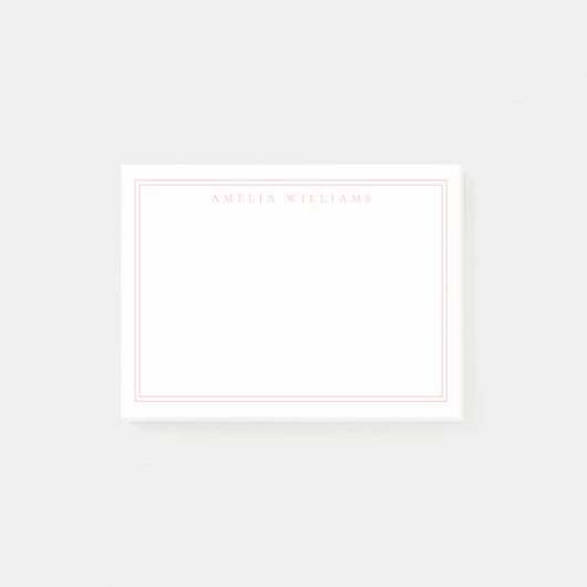 Elegante Minimalistische Roze Twee Rand Post-it® Notes (Voorkant)