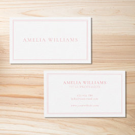 Elegante minimalistische roze twee rand visitekaartje