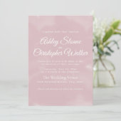 Elegante Minimalistische Roze Witte Script Bruilof Kaart (Staand voorkant)