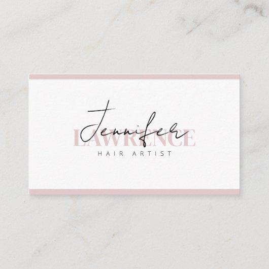 Elegante minimalistische roze witte trendy haarsty klantenkaartje (Achterkant)