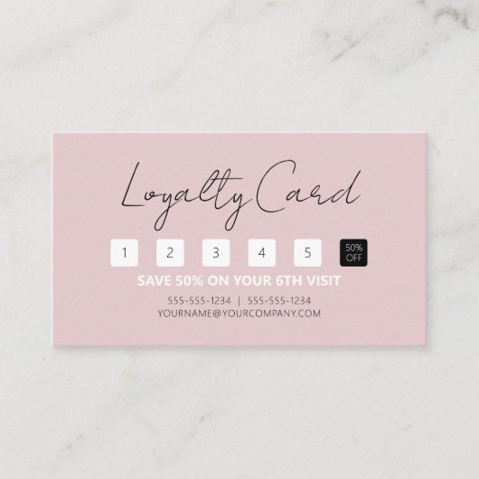 Elegante minimalistische roze witte trendy haarsty klantenkaartje (Voorkant)