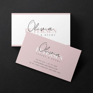 Elegante Minimalistische Roze Witte Trendy Wimpers Visitekaartje