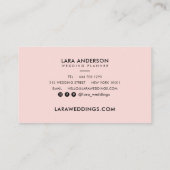 Elegante minimalistische roze zwart wit monogram i visitekaartje (Achterkant)