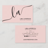 Elegante minimalistische roze zwart wit monogram i visitekaartje (Voorkant / Achterkant)