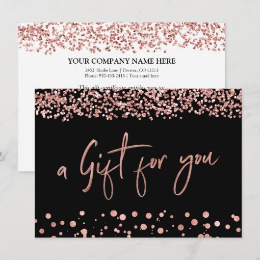 Elegante minimalistische Rozen gouden cadeaubonnen Kaart (Voorkant / Achterkant)