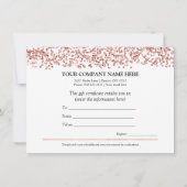 Elegante minimalistische Rozen gouden cadeaubonnen Kaart (Achterkant)