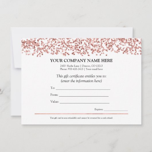 Elegante minimalistische Rozen gouden cadeaubonnen Kaart (Achterkant)