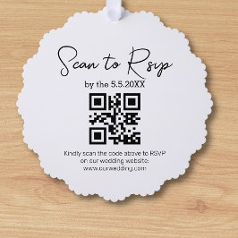 Elegante minimalistische RSVP QR code bruiloft een Ornament Kaart