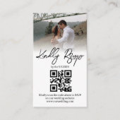 Elegante minimalistische RSVP QR-code trouwfoto Informatiekaartje (Voorkant)