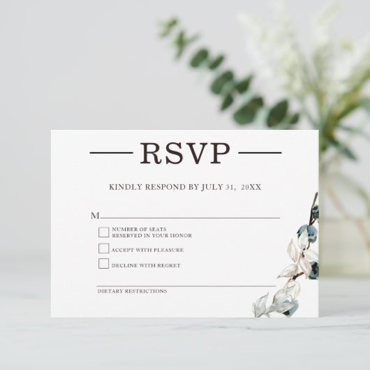 Elegante minimalistische RSVP-respons Kaart (Staand voorkant)
