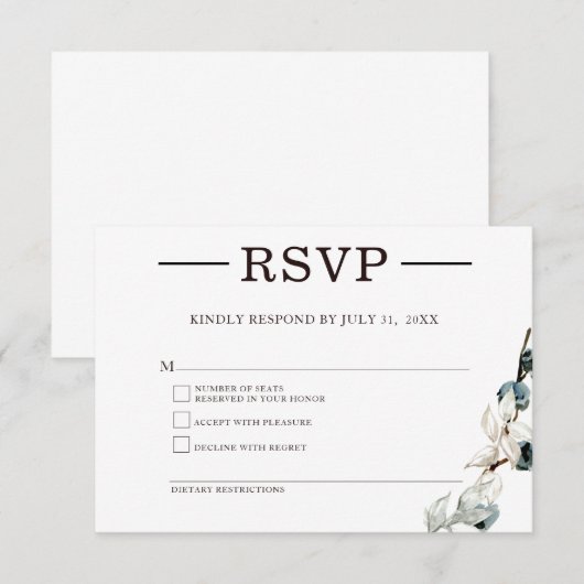 Elegante minimalistische RSVP-respons Kaart (Voorkant / Achterkant)