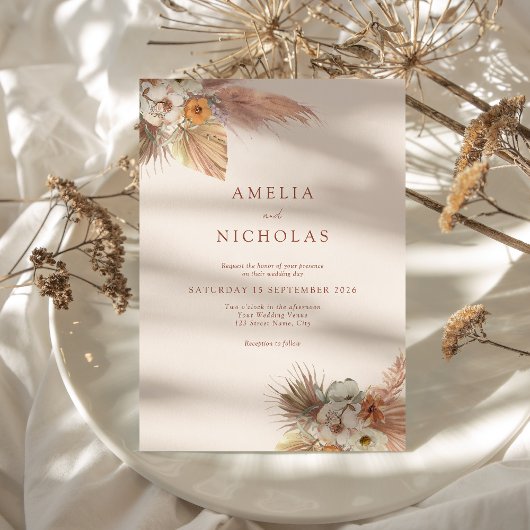 Elegante minimalistische rustieke Boho bloemenbrui Kaart