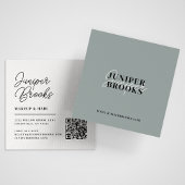 Elegante minimalistische Sage Green QR-code Vierkante Visitekaartje