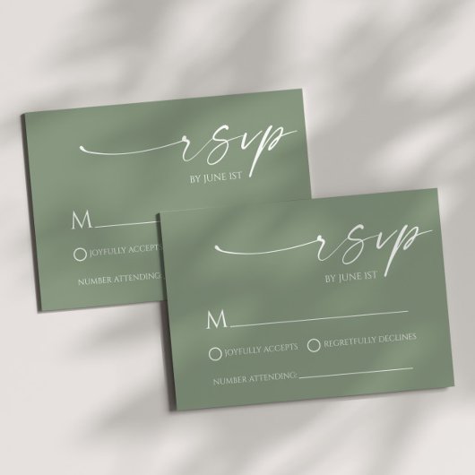 Elegante minimalistische Sage Green Wedding RSVP K