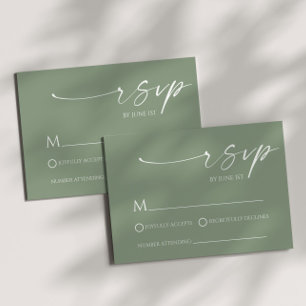 Elegante minimalistische Sage Green Wedding RSVP K Kaartje