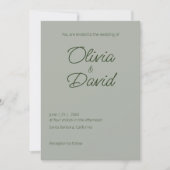 Elegante minimalistische Sage Groene Bruiloft Kaart (Voorkant)