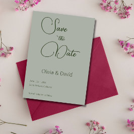 Elegante minimalistische Sage Groene Bruiloft Kaart