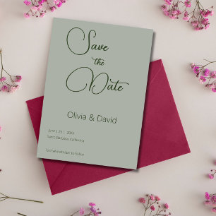 Elegante minimalistische Sage Groene Bruiloft Kaart