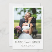 Elegante minimalistische salie groen Fotobruiloft Kaart (Achterkant)