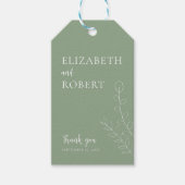 Elegante minimalistische salie groene bruiloft gun cadeaulabel (Voorkant)