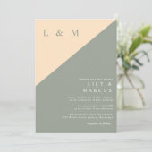 Elegante minimalistische salie groene crème bruilo kaart (Staand voorkant)