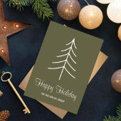Elegante minimalistische salie groene dennenboom c feestdagenkaart