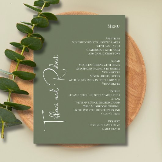 Elegante minimalistische salie groene grote namen menu