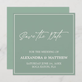 Elegante Minimalistische Saliegroen Save The Date