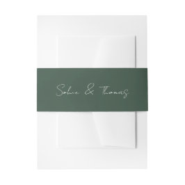 Elegante Minimalistische Saliegroene Bruiloft Uitnodigingen Wikkel
