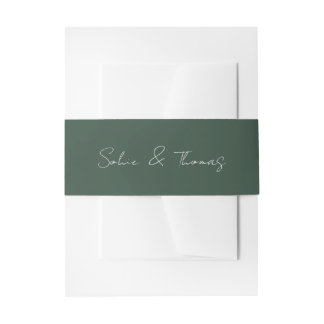 Elegante Minimalistische Saliegroene Bruiloft Uitnodigingen Wikkel