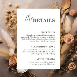 Elegante minimalistische saliegroene details informatiekaartje