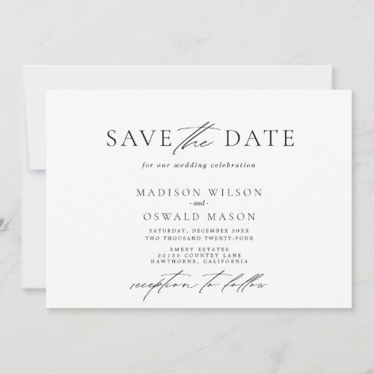 Elegante minimalistische Save the date horizontaal Kaart (Voorkant)
