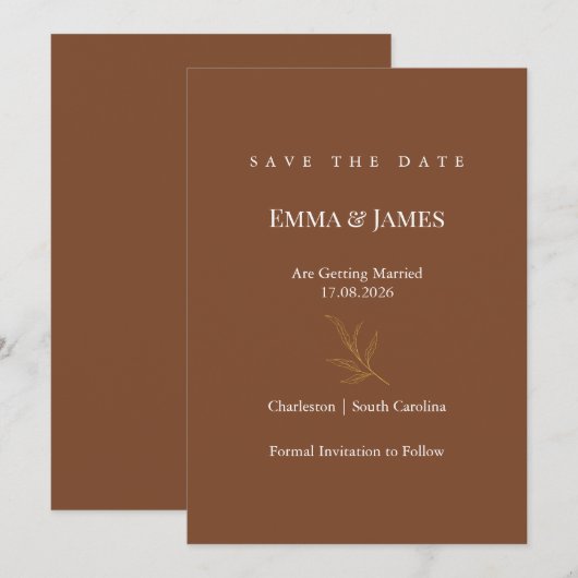 Elegante Minimalistische Save the Date Kaart | Mod (Voorkant / Achterkant)
