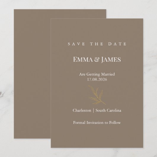 Elegante Minimalistische Save the Date Kaart | Mod (Voorkant / Achterkant)