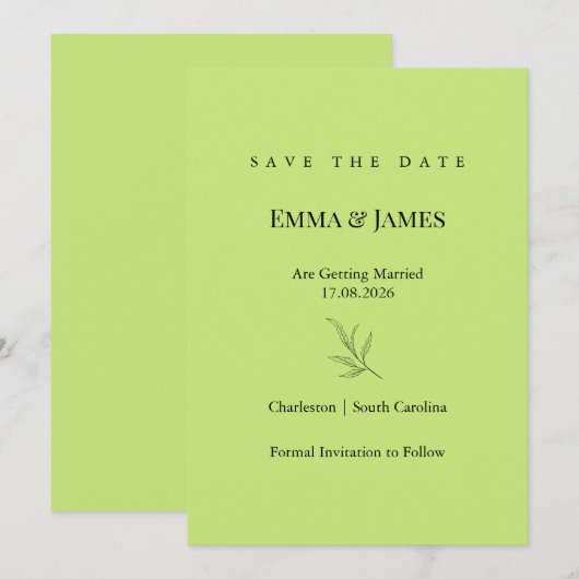 Elegante Minimalistische Save the Date Kaart | Mod (Voorkant / Achterkant)