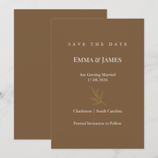Elegante Minimalistische Save the Date Kaart | Mod (Voorkant / Achterkant)