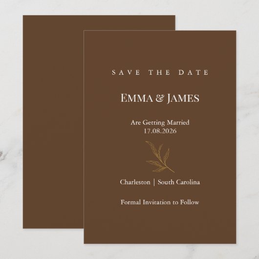 Elegante Minimalistische Save the Date Kaart | Mod (Voorkant / Achterkant)