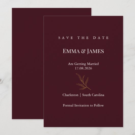 Elegante Minimalistische Save the Date Kaart | Mod (Voorkant / Achterkant)
